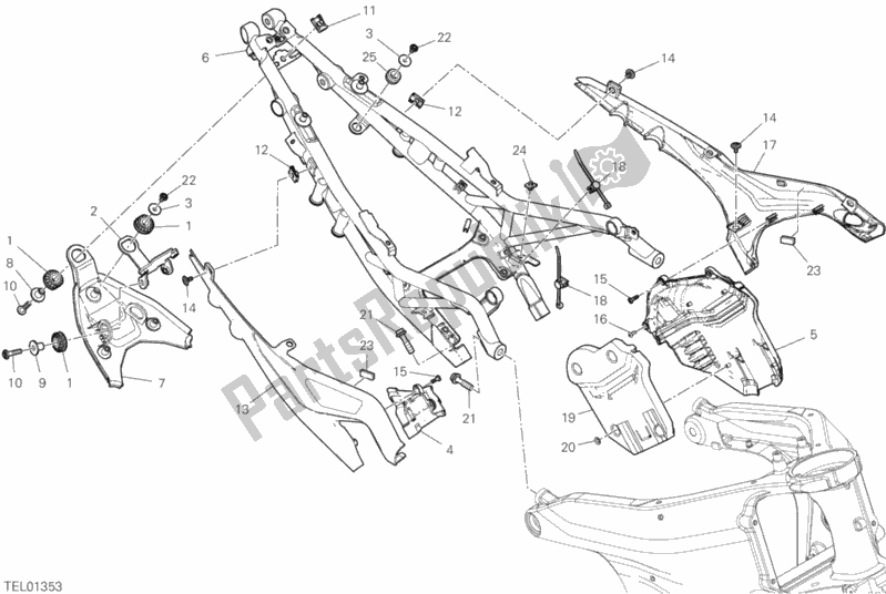 All parts for the Rear Frame Comp. Of the Ducati Streetfighter V4 S Thailand 1103 2020